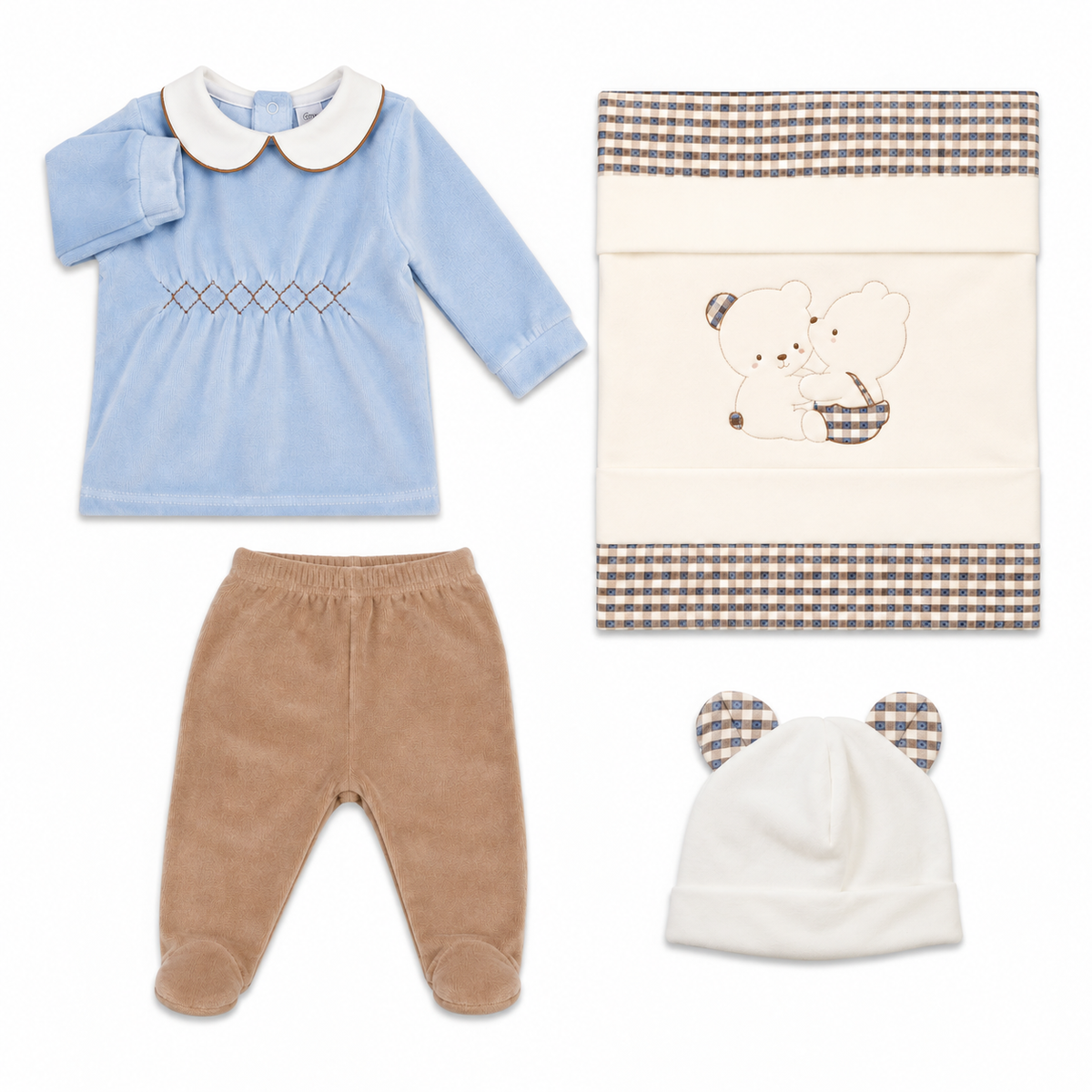 Set Nascita “Dolce Incontro” – Celeste & Beige