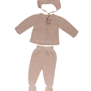 Set Corredino Nascita Beige con cuffietta